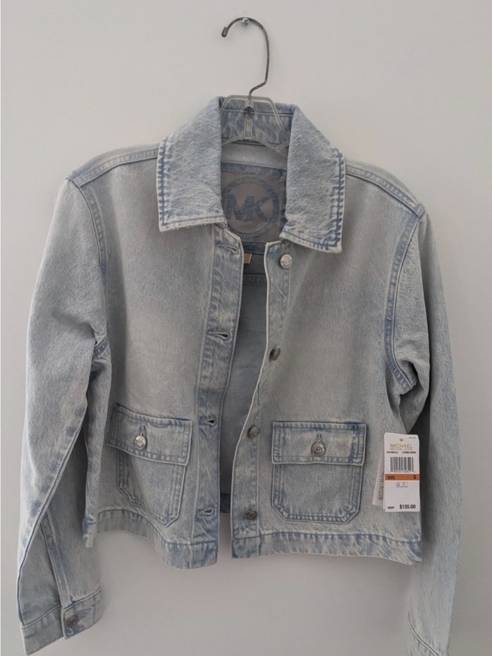 Michael Kors Light Wash Denim Jacket - Light Blue womens Large NWT - Picture 1 of 4